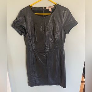 forever 21 women's leather dress black cap sleeve Medium